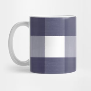 Hand-Drawn Navy Blue Buffalo Check/Gingham Pattern on White Mug